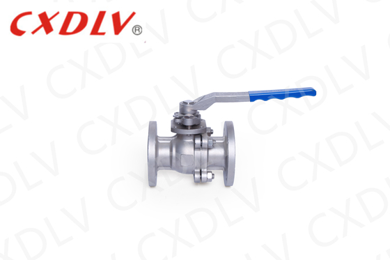 1/2"-8" صمام كرة عائم بمنصة منخفضة مع شفة قياسية DIN مع مقبض Ss304 / 316 لوسط الماء والزيت والغاز