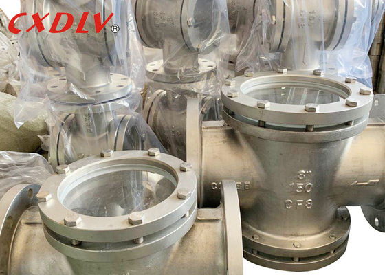 زجاج دائري مستقيم CF8M WCB 150LB من الفولاذ المقاوم للصدأ