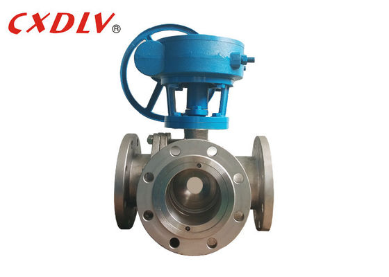 PTFE سيات T Port Gear Operation SS 150LB 3 Way Ball Valve