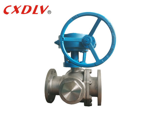 PTFE سيات T Port Gear Operation SS 150LB 3 Way Ball Valve