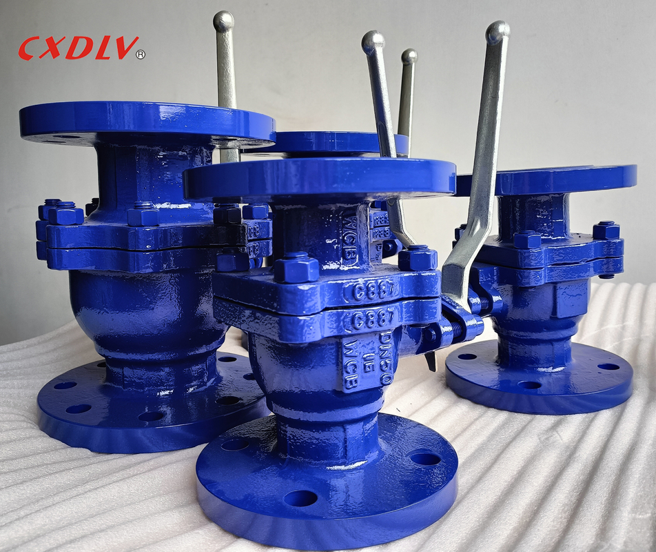 صمام كروي ذو شفة A216 Gr.WCB مكون من قطعتين مع ذراع مقبض PN16