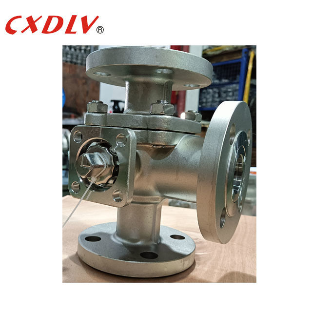 صمام كروي ذو حافة كاملة ذو 3 اتجاهات L-Bore PN16 مع ISO5211 TOP