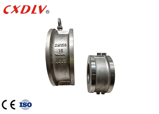 DIN3202 PN16 صمام فحص بسكويت الويفر ثنائي الصفائح غير رجعي CF8 جسم DN600